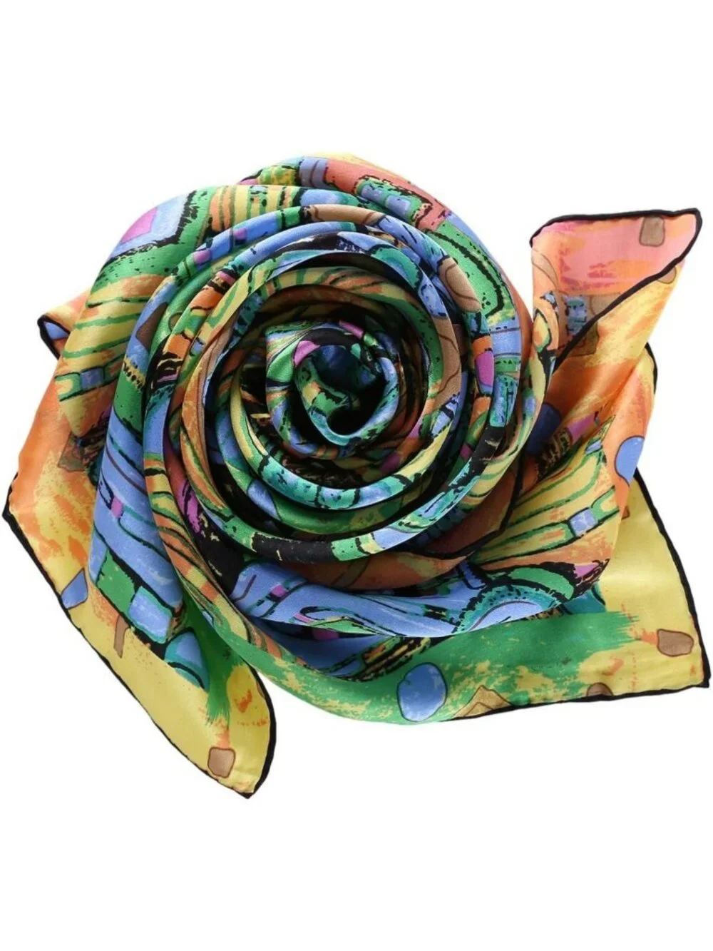 Elegant Charmeuse Silk Scarf | Classic Art Print | Luxurious Fashion Accessory